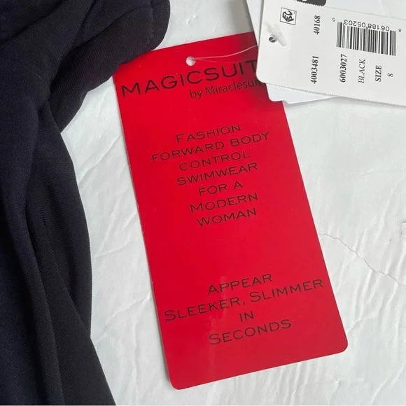 Magicsuit Miraclesuit Tankini TOP Size 8 Slimming Solid Black NWT adjustable - Picture 9 of 11